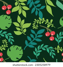 Modern exotic floral jungle pattern. Collage contemporary textile pattern. Hand drawn cartoon style pattern.