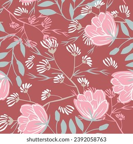 Modern exotic floral jungle pattern. Collage contemporary seamless pattern. Hand drawn cartoon style pattern.