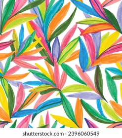 Moderne exotische, florale Dschungelmuster. zeitgenössisches, nahtloses Muster. Mehrfarbiges handgezeichnetes Cartoon-Muster.