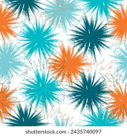 Modern exotic floral jungle pattern. Collage contemporary seamless pattern.  Cherry blossoms.