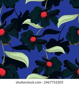 Modern exotic floral jungle pattern. Collage contemporary seamless pattern. Hand drawn cartoon style pattern