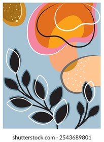 Fundo de padrão floral exótico moderno no estilo de arte boho. Fundo de padrão de doodle divertido com formas abstratas e cores.