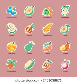 Modern Exotic Fruits Flat Stickers 