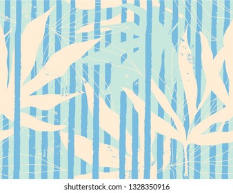 Modern exotic jungle plants illustration pattern. Creative collage contemporary floral seamless pattern. Fashionable template for design.