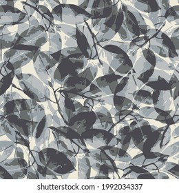Modern exotic jungle plants illustration pattern. Abstract Colorful Leaves Pattern. Black and Grey geometric leaf background.