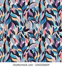 Modern exotic jungle plants illustration pattern. Creative collage contemporary floral seamless pattern. Stylish template for design.