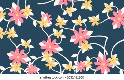 Modern exotic plants illustration pattern. Creative collage contemporary floral seamless pattern. Fashionable templates for designs. suitable for wallpaper, background, backdrops and other printed pro