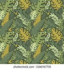 Modern exotic tropical seamless pattern. Art design for paper, cover, fabric, interior decor.