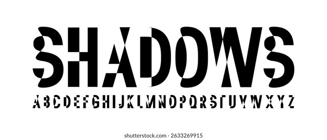 A modern experimental font with sliced and shadow-like uppercase characters. Ideal for posters, album covers, digital art, and branding.