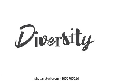 Modern, experimental graphic design of a word "Diversity" with different fonts used. Urban typography.