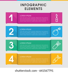 Modern explosive infographic template. infographic design with explosive icons includes bomb, rocket bomb. can be used for presentation, diagram, annual report, web design.