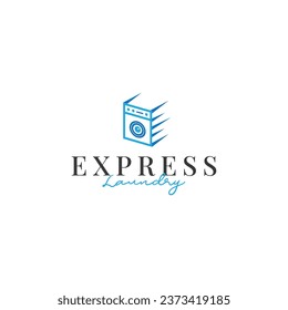 modern express laundry, speed machine laundry service logo design vector illustration with minimalist, and speed styles 
