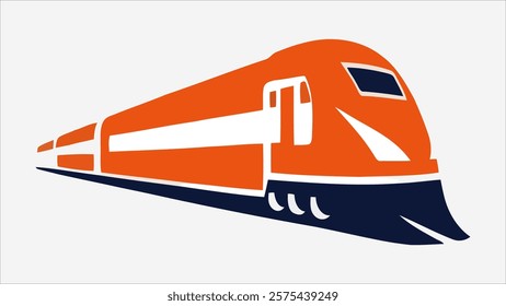 Modern Express Train T-shirt Design Featuring a Bold Orange and Blue High-Speed Train