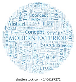 Modern Exterior word cloud. Wordcloud made with text only.