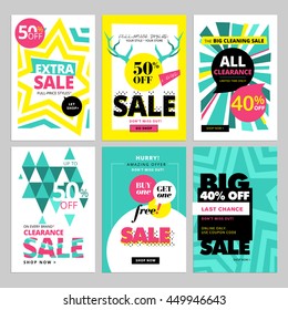 Modern eye catching social media sale banners. Vector illustrations for website and mobile website banners, posters, email and newsletter designs, ads, promotional material.