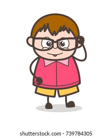 Modern Eye Frame - Cute Cartoon Fat Kid Illustration