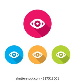 Modern Eye Icons With Long Shadow