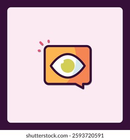 Modern eye symbol inside chat bubble for insight and communication