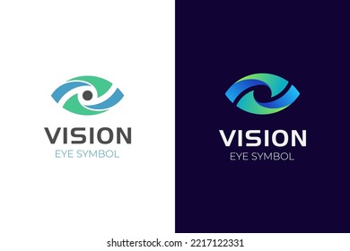 modern Eye Vision Logo Design Icon Symbol for optical, eye care logo two version