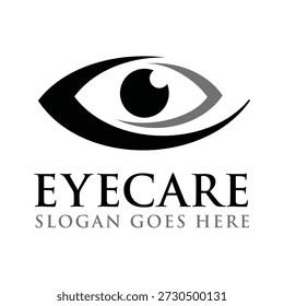 Modern eyecare logo vector featuring a clean eye symbol with minimalist style, representing vision care, eye health, and optical services, isolated on white background.
