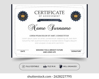 Modern Eye-Catching Attractive Visual Minimalist Educational vector Templet Layout Certificate Design