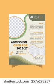 A modern, eye-catching flyer announcing admissions are open for the 2026-27 academic year.