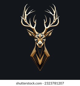 A modern and eye-catching logo design featuring a deer with long horns in a sleek and geometric style. The vector illustration showcases the herbivore's strength and grace, with clean lines and a cont