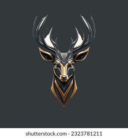 A modern and eye-catching logo design featuring a deer with long horns in a sleek and geometric style. The vector illustration showcases the herbivore's strength and grace, with clean lines and a cont