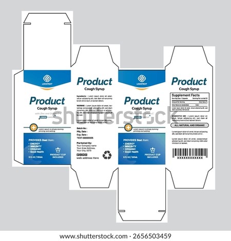 Modern and Eye-catching Product box label Packaging for Syrup with Supplement Facts and Health Benefits