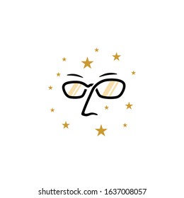 Modern eyeglass logo silhouette editable vector files. For medical health care, doctor specialist, trendy male or female fashion product, tool. Vintage hipster. Apply to web site, mobile phone apps
