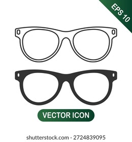Contorno de gafas moderno y conjunto de iconos sólidos