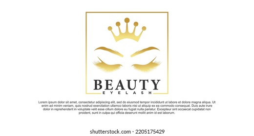 Modern eyelash beauty logo design with gold gradient style Premium Vektor