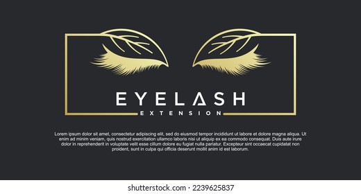 Modern eyelash logo design template and gold gradient concept Premium Vektor