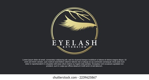 Modern eyelash logo design template and gold gradient concept Premium Vektor