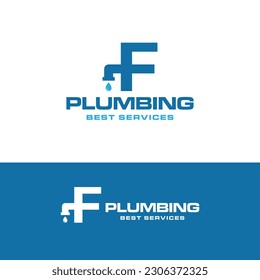 Modern F letter logo for plumbing company illustration