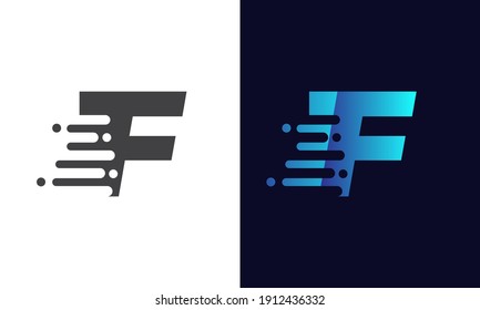 Modern F Letter Speed Logo Design. Technology logo with F letter. 	