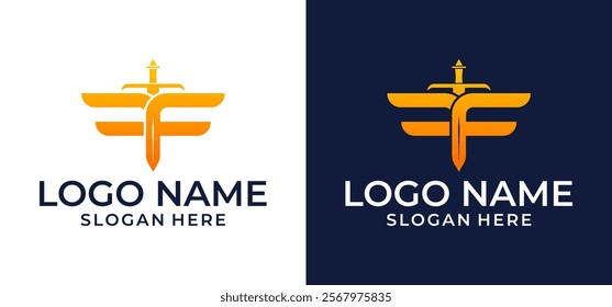 Modern F Letter Sword Logo Design Inspiration, Vector Illustration.