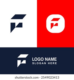 Logotipo moderno em forma de F, ilustração e carta criativa.