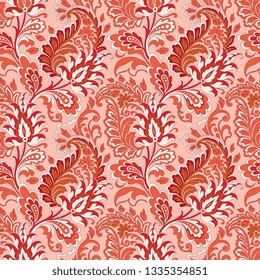 Modern fabric design pattern. Floral pattern for your design. Illustration. Modern seamless pattern for interior decoration, wrapping paper, graphic design, clothes and textile. Vector. Background.