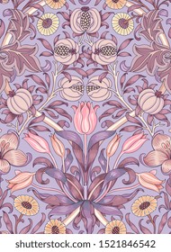 Modern fabric design pattern. Floral pattern for your design. Illustration. Modern seamless pattern for interior decoration, wrapping paper, graphic design, clothes and textile. Vector. Background.