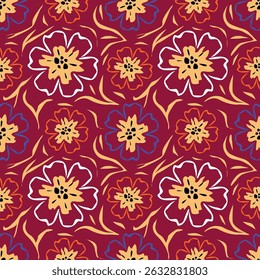 Patrón de diseño de tela moderna. Patrón floral para su diseño. Ilustración vectorial. Modelo inconsútil moderno para la decoración interior, papel de embalaje, Diseño gráfico y materia textil. Antecedentes.