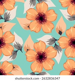Modern fabric design pattern. Floral pattern for your design. Vector illustration. Modern seamless pattern for interior decoration, wrapping paper, graphic design and textile. Background.