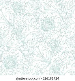 Modern fabric design pattern. Floral seamless pattern for coloring. Vector illustration. Backgrounds.