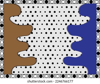 Modern fabric pattern design, polka dots, curves, illustration, abstract, background