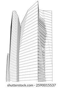 Modern Facade Skyscrapers. Minimalist Architectural Urban Skyline with Contemporary Buildings