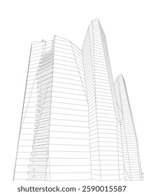 Modern Facade Skyscrapers. Minimalist Architectural Urban Skyline with Contemporary Buildings