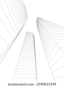 Modern Facade Skyscrapers. Minimalist Architectural Urban Skyline with Contemporary Buildings