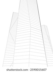 Modern Facade Skyscrapers. Minimalist Architectural Urban Skyline with Contemporary Buildings