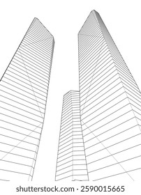 Modern Facade Skyscrapers. Minimalist Architectural Urban Skyline with Contemporary Buildings