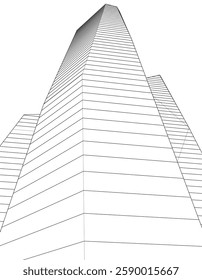 Modern Facade Skyscrapers. Minimalist Architectural Urban Skyline with Contemporary Buildings